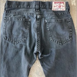True Religion Men's Black Rocco Skinny Jean Vintage Faded Black Gray Size 34
